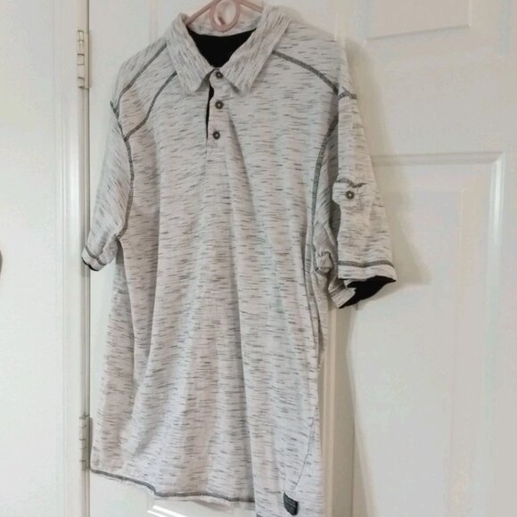 Modern Culture Polo Shirt Men's 2XB Heathered White & Gray With Black Stitching - Picture 4 of 6